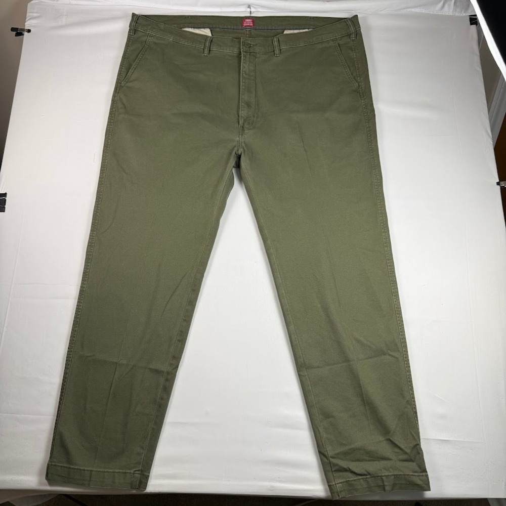 Levis XX Chino Standard Taper Pants Mens 48x34 Olive Green Stretch